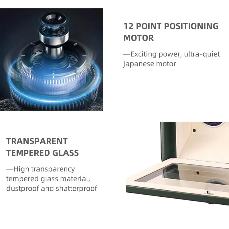 Green Leather 3 Watch Winder Box