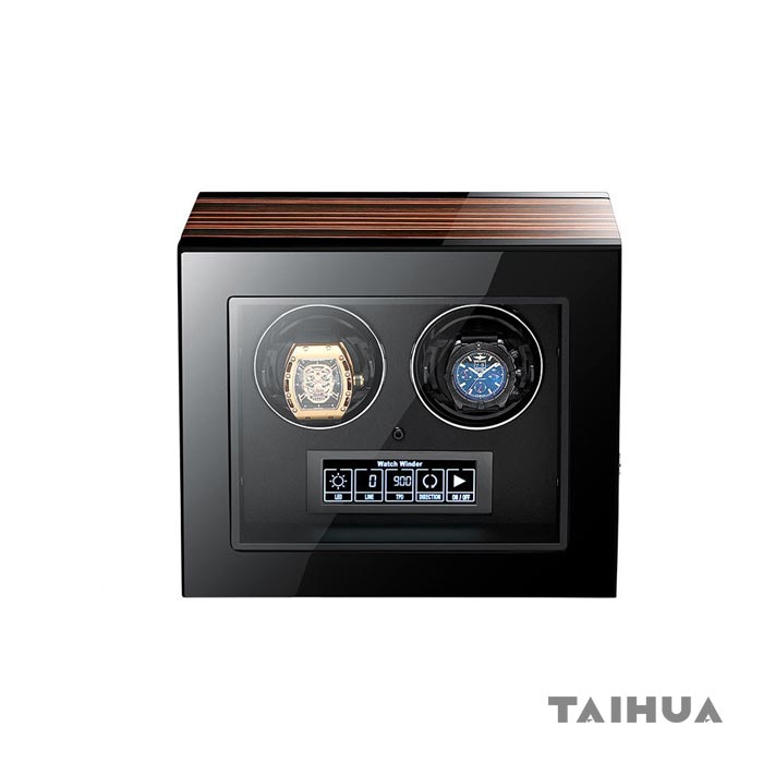 Double Watch Winder Box | Ebony Wood