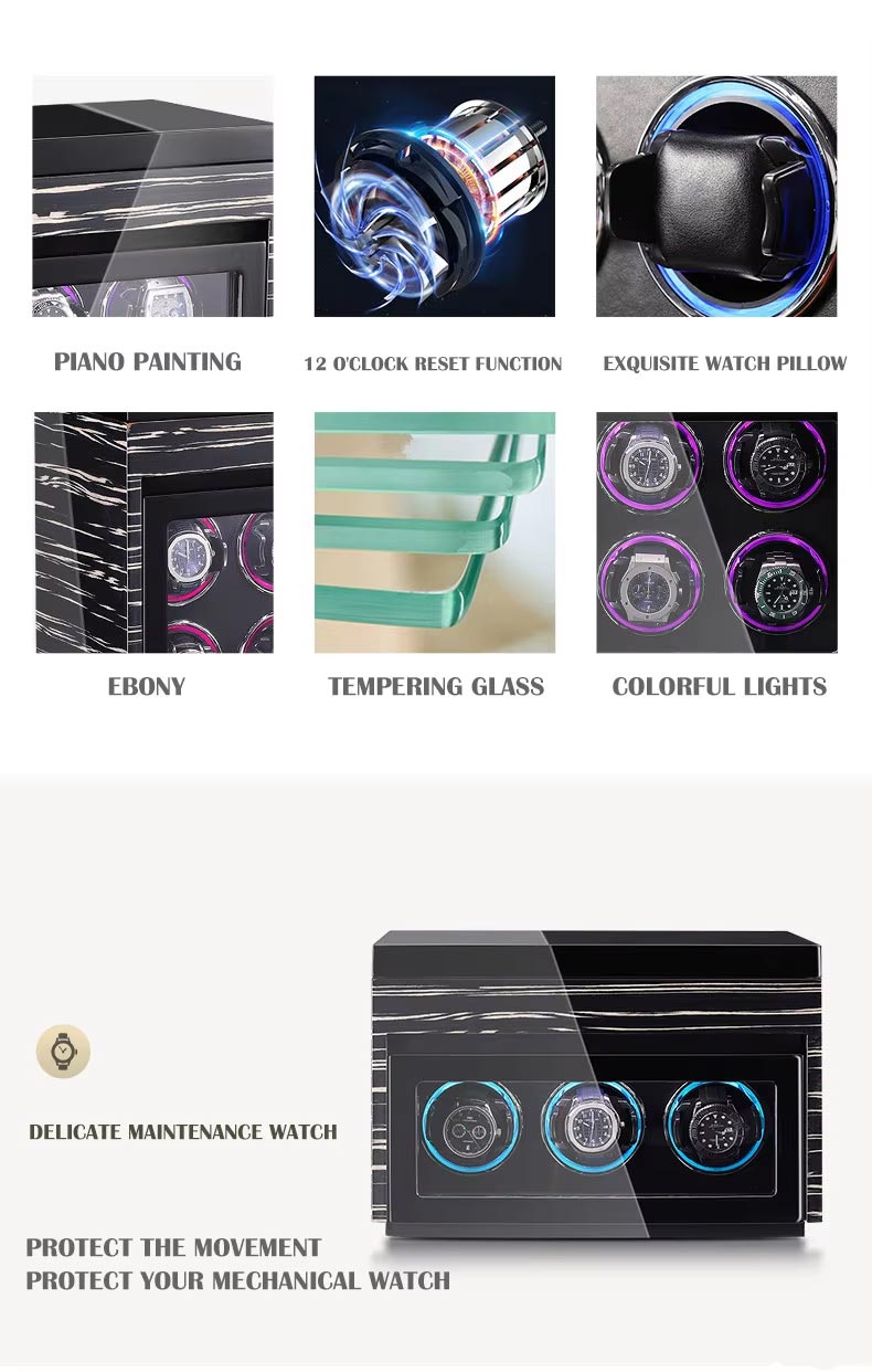 Wooden Automatic Six Watch Winder with 6 Storage