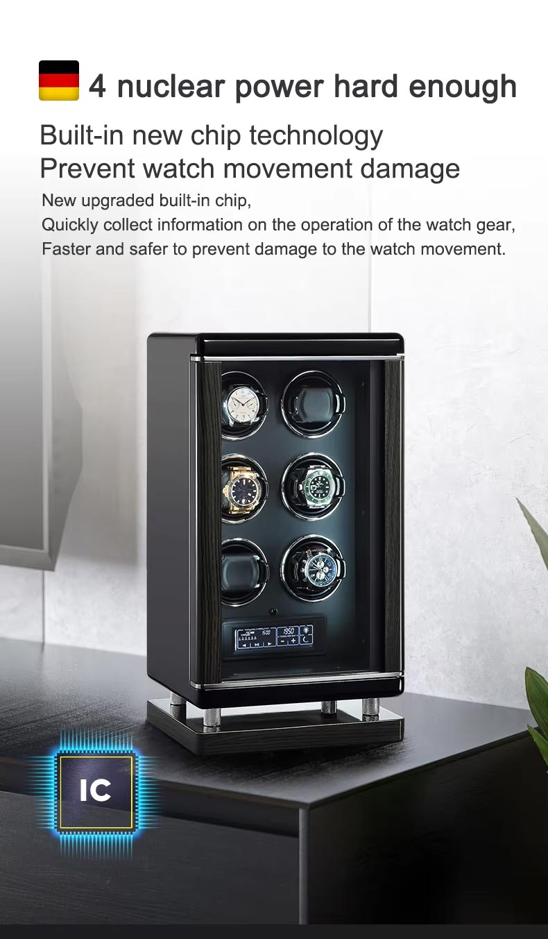 Upgraded Luxury Wood 6 Watch Winder Box