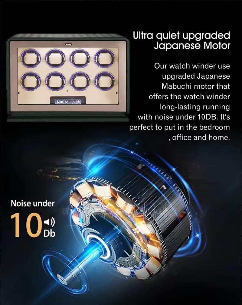 Orange Leather Watch Winder 8 Slot Box