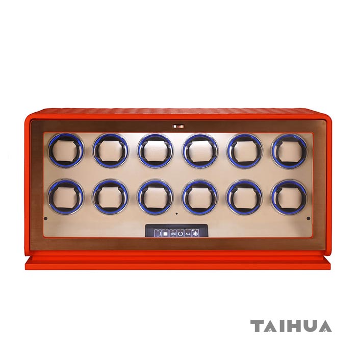 Luxury Leather Watch Winder 12 Watches | Black/Green/Orange